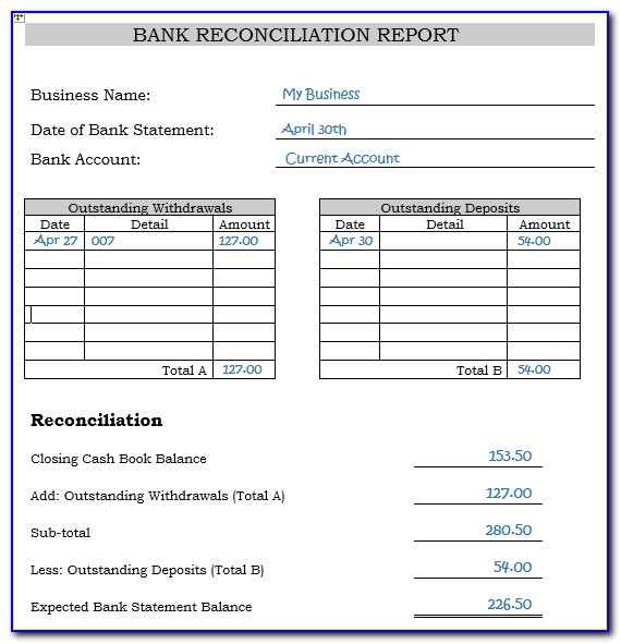Bank Reconciliation Spreadsheet Free