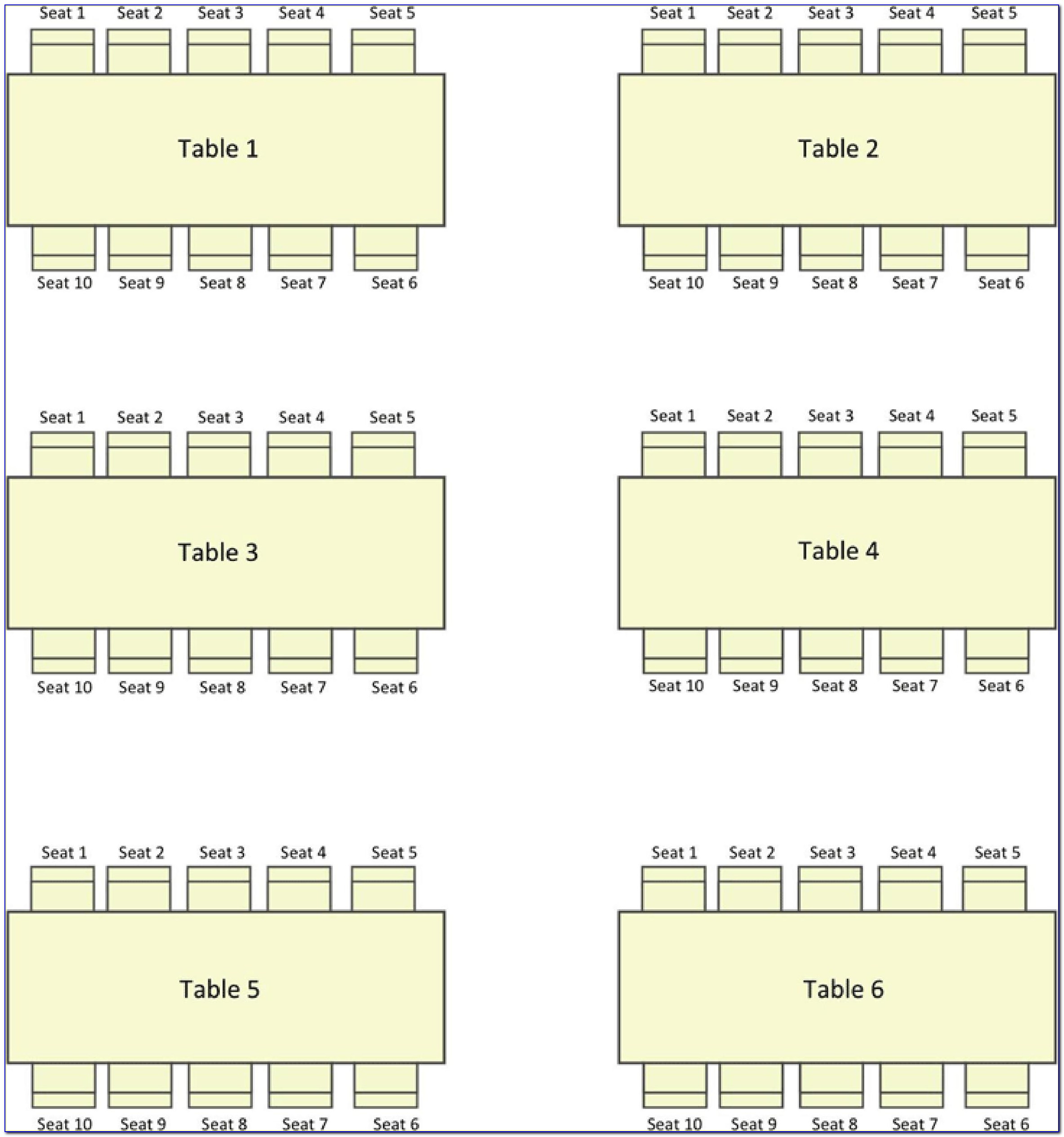 Banquet Table Seating Chart Template