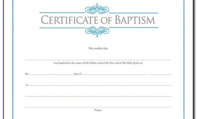 Baptism Certificate Template Fillable Pdf