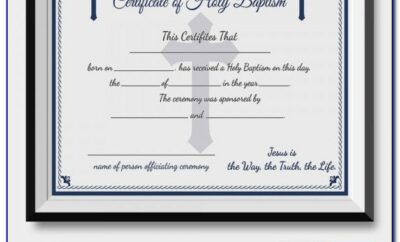 Baptism Certificate Template Psd