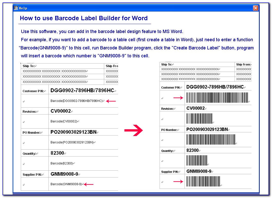 Barcode Label Maker Template
