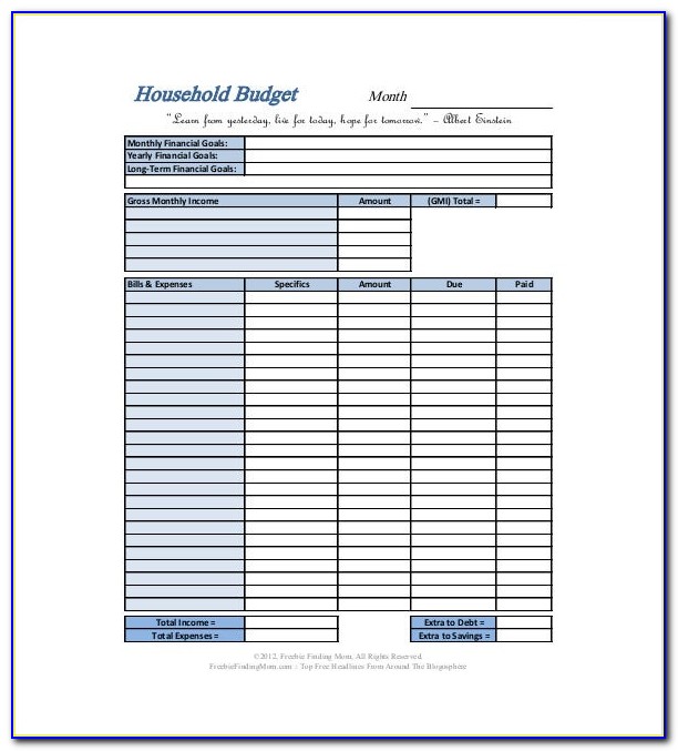 Basic Household Budget Template Excel