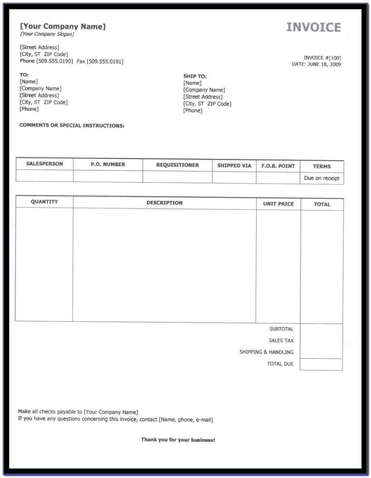 Basic Invoice Template Free Open Office