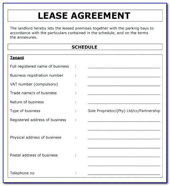 Basic Lease Agreement Template South Africa