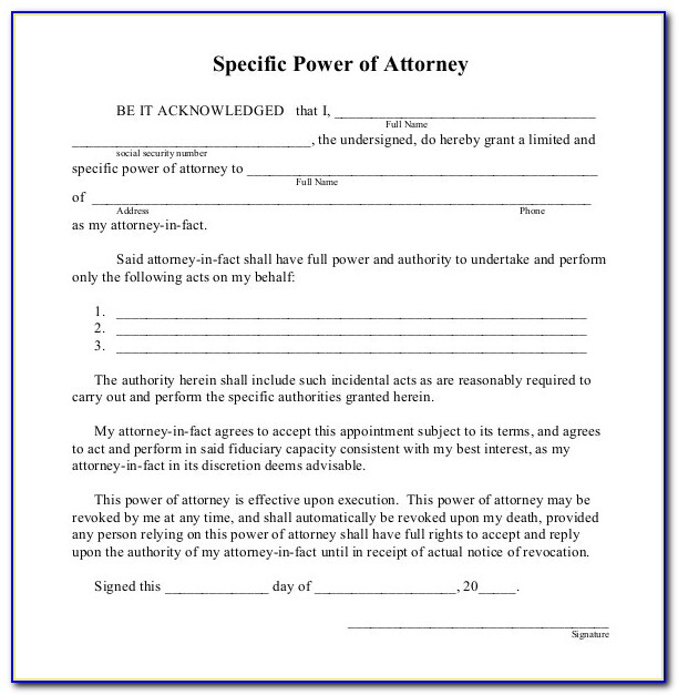 Basic Power Of Attorney Template
