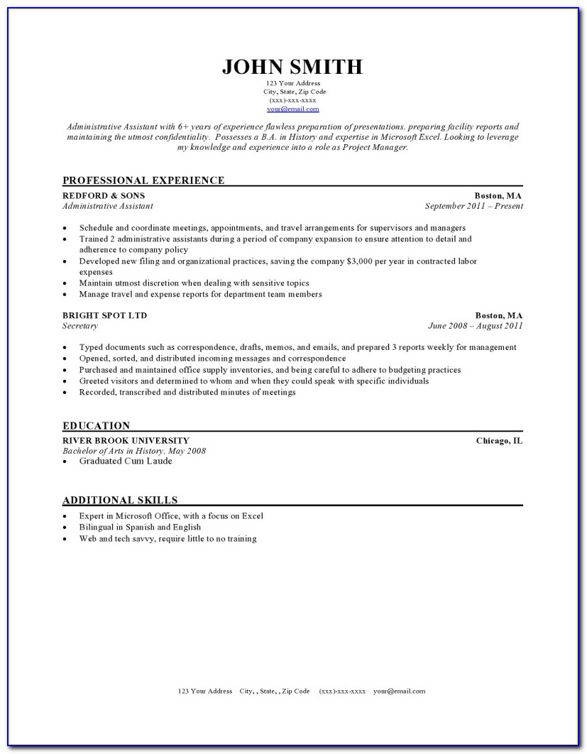 Basic Resume Outline Sample