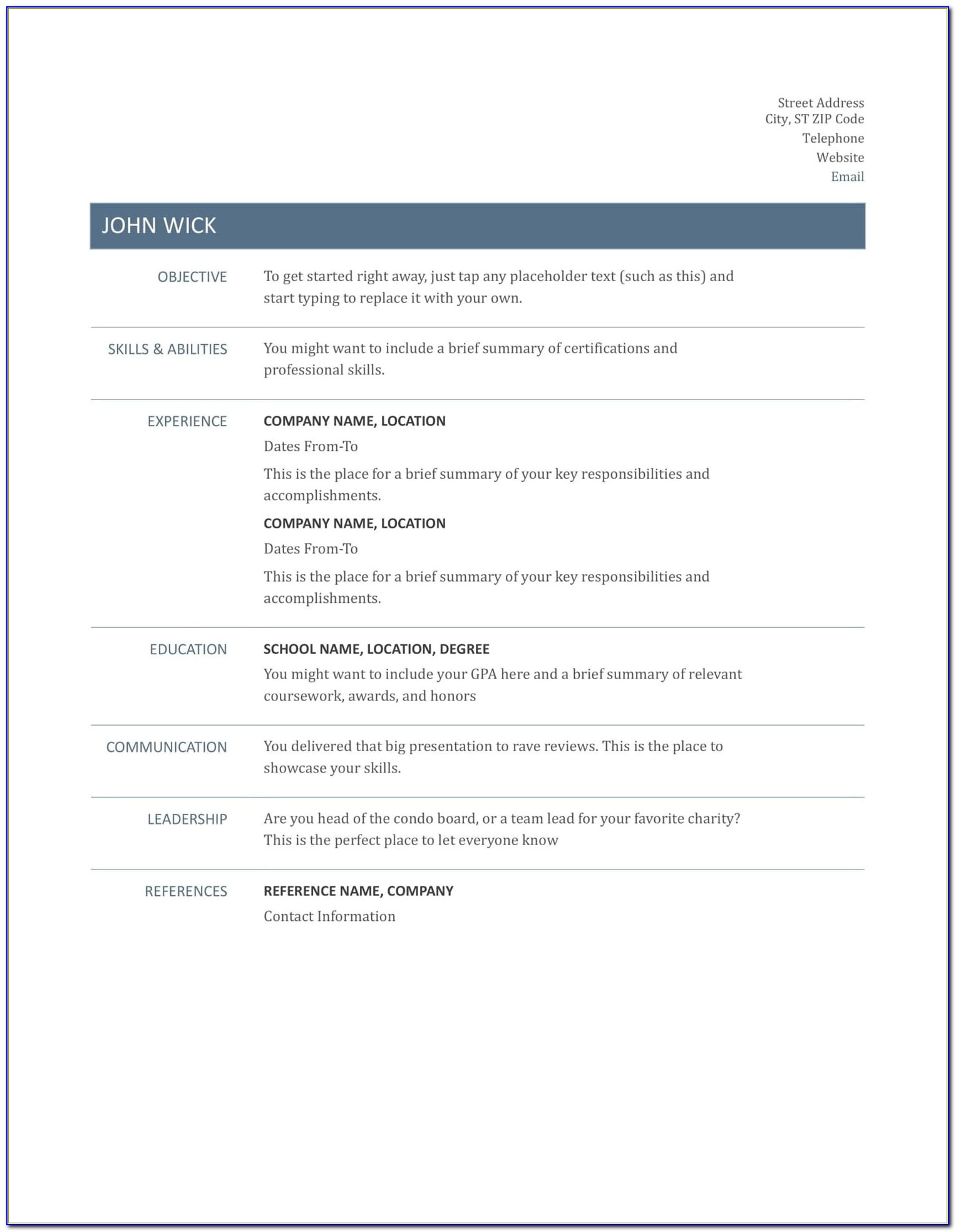 Basic Resume Templates For Students