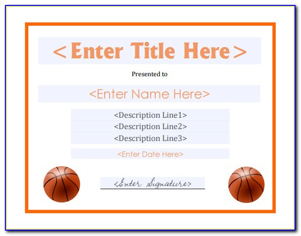 Basketball Award Certificate Template