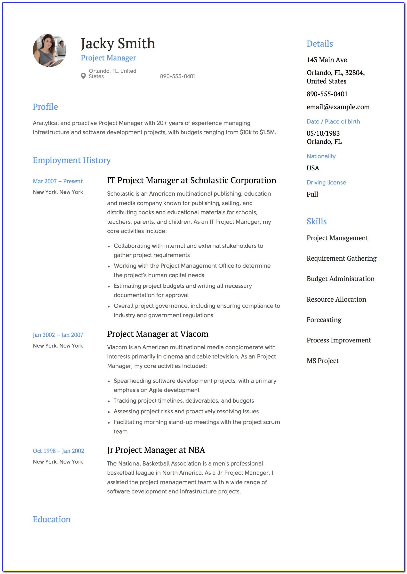 Best Resume Format Career Change