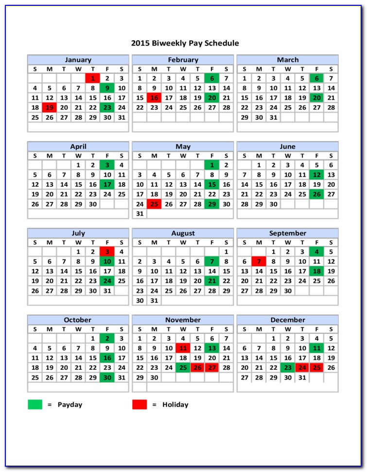 Bi Weekly Calendar Template Excel