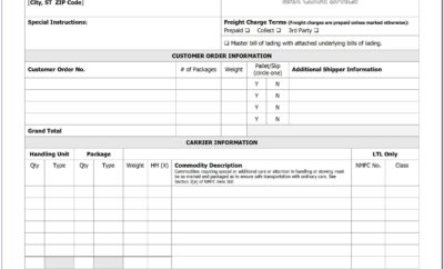 Bill Of Lading Format Word Document