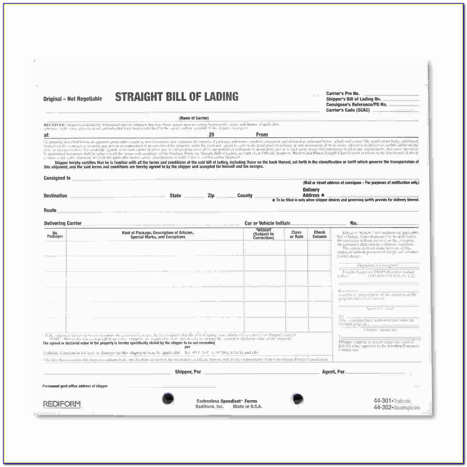 Bill Of Lading Templates Word