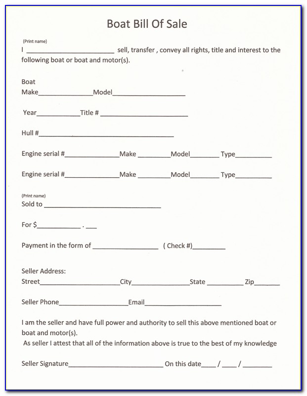 Bill Of Sale Form For Car Illinois