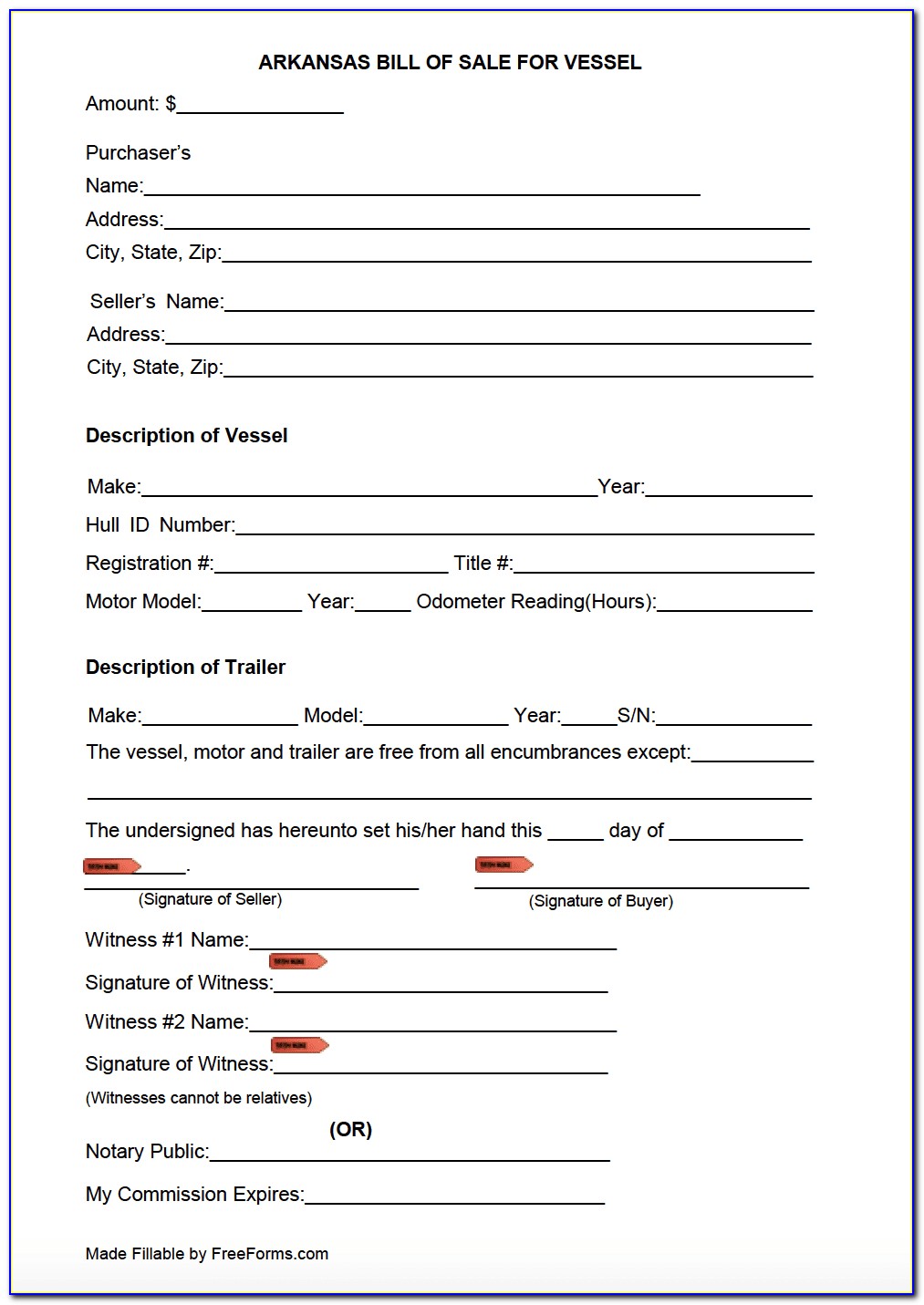 Bill Of Sale Template For Car Maine