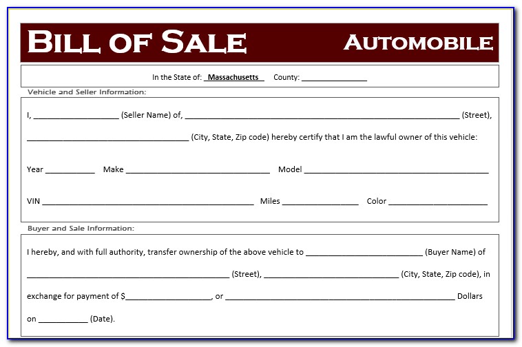Bill Of Sale Template For Car Pennsylvania