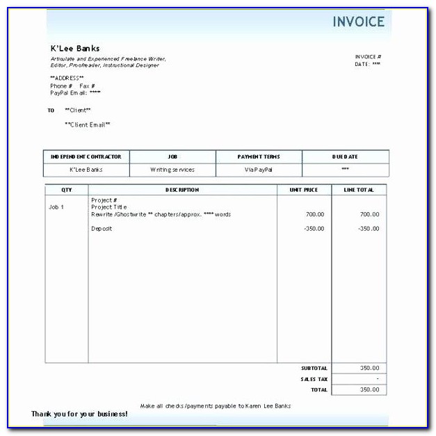 Billing Invoice Template Free Download