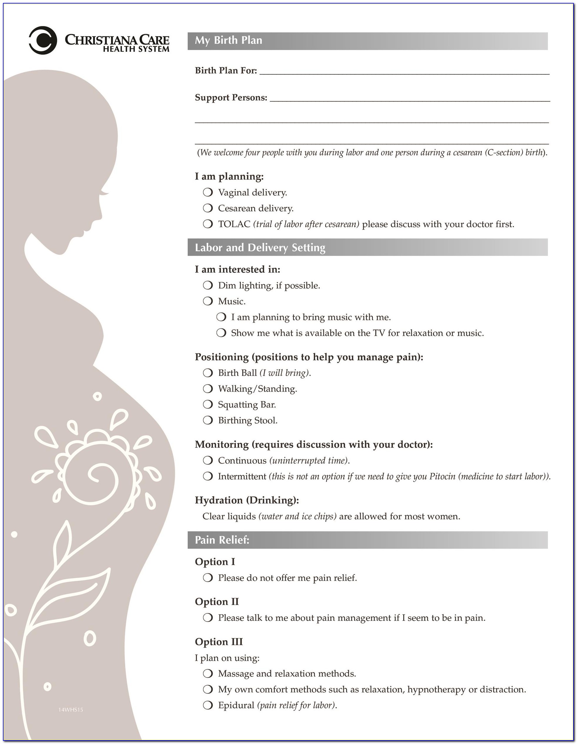 Birth Plan Template Uk Printable