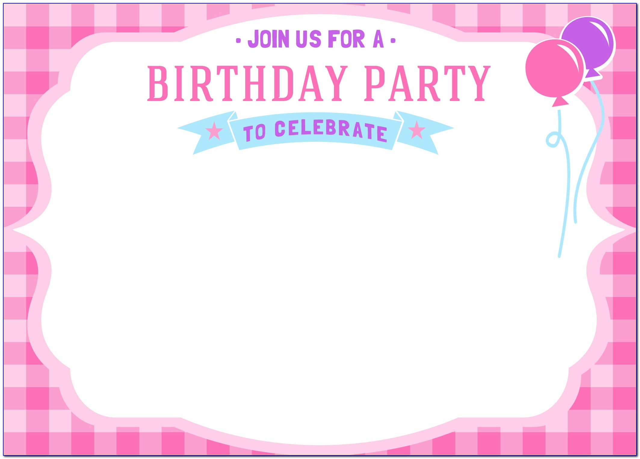 Birthday Party Invitation Template Word Free