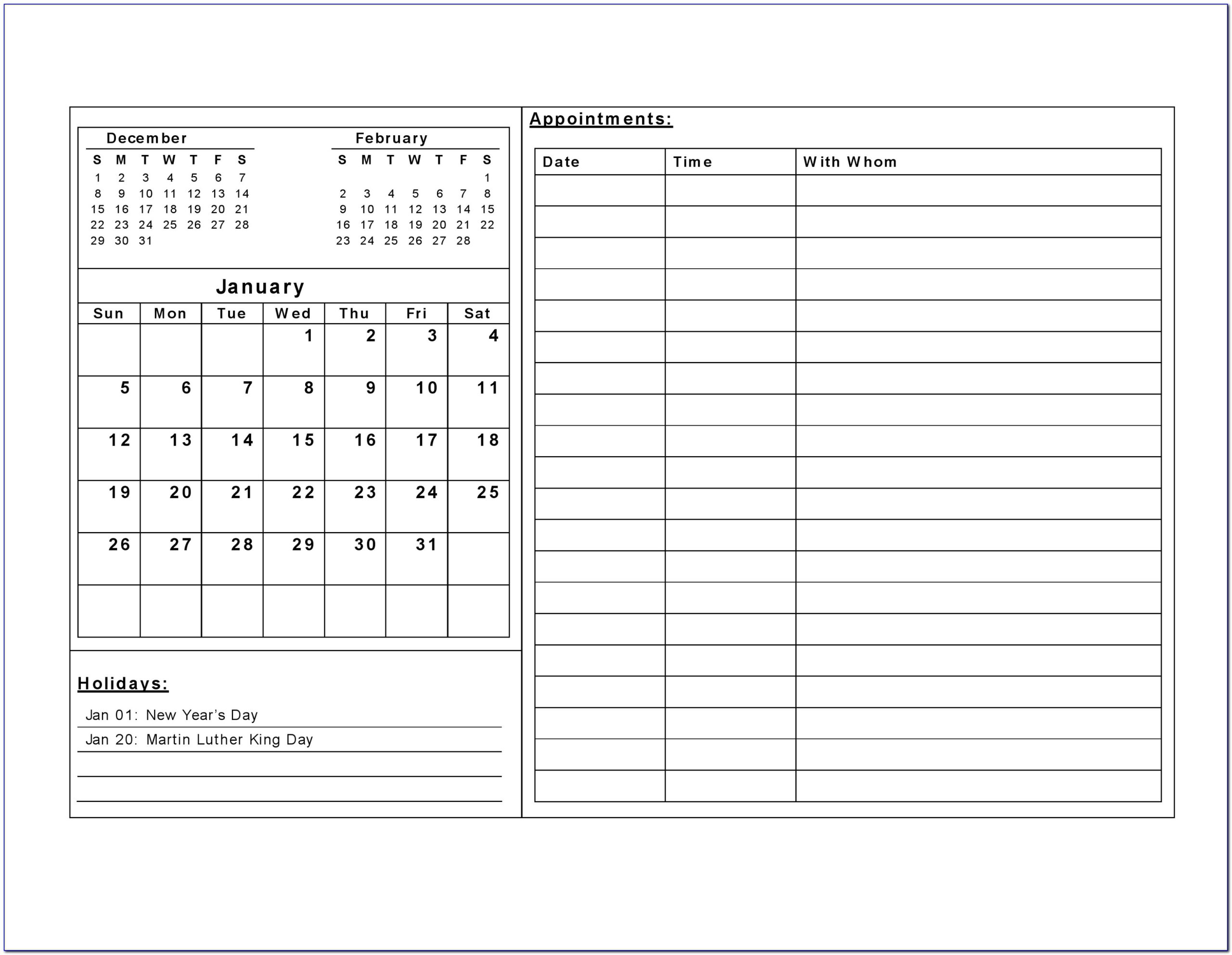 Blank Calendar Format Pdf