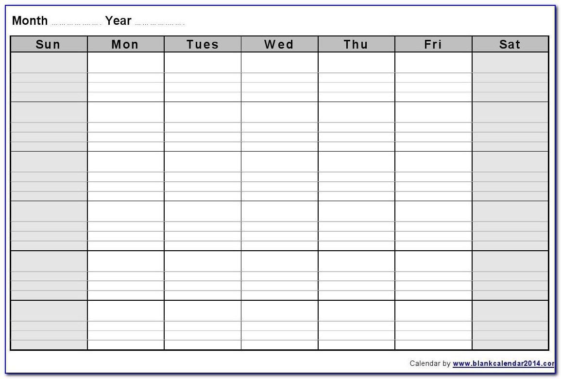 Blank Calendar Template Free