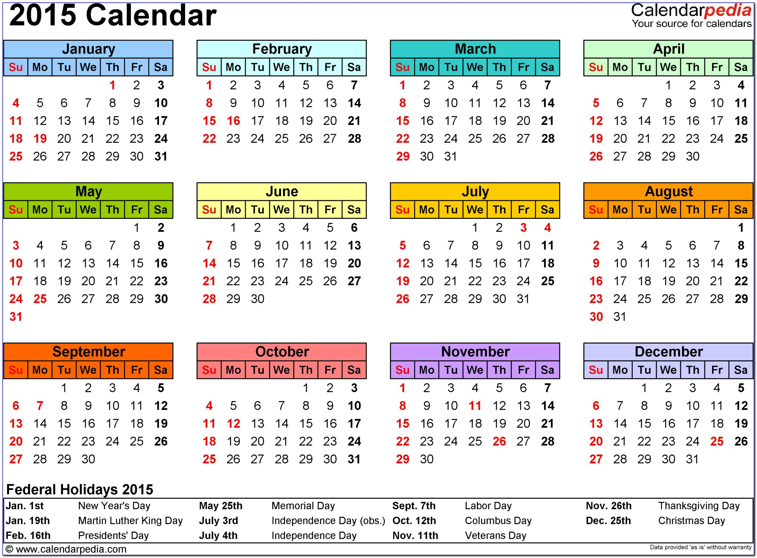 Blank Calendar Templates 2015