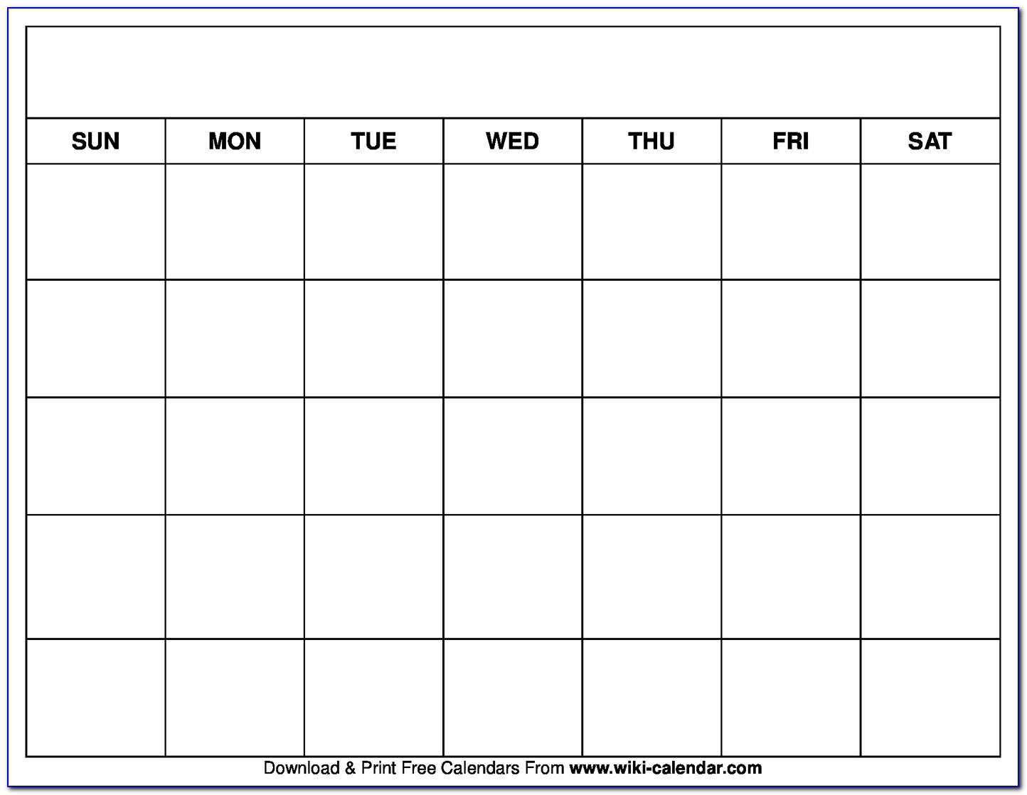 Blank Calendar Templates Free To Print