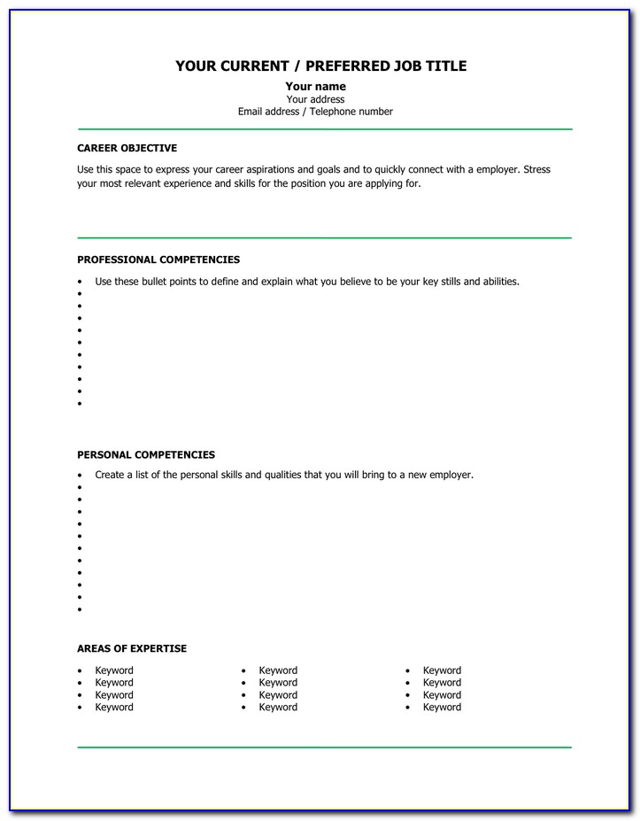 Blank Cv Templates Free Download Word Document