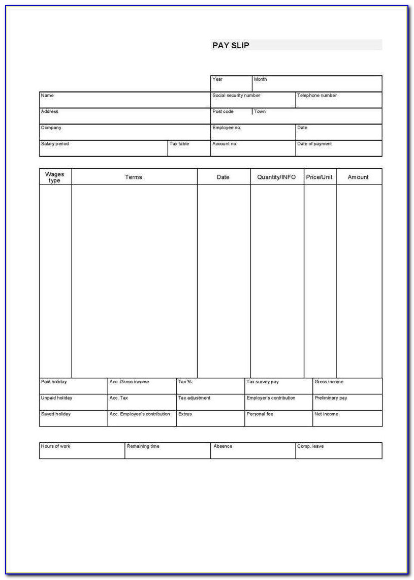 Blank Pay Stub Template Free