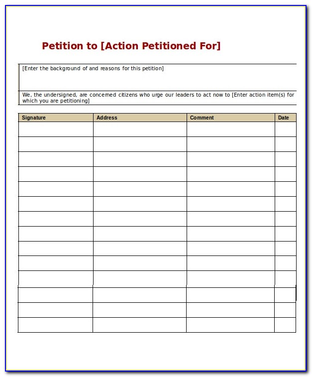 Blank Petition Form Template