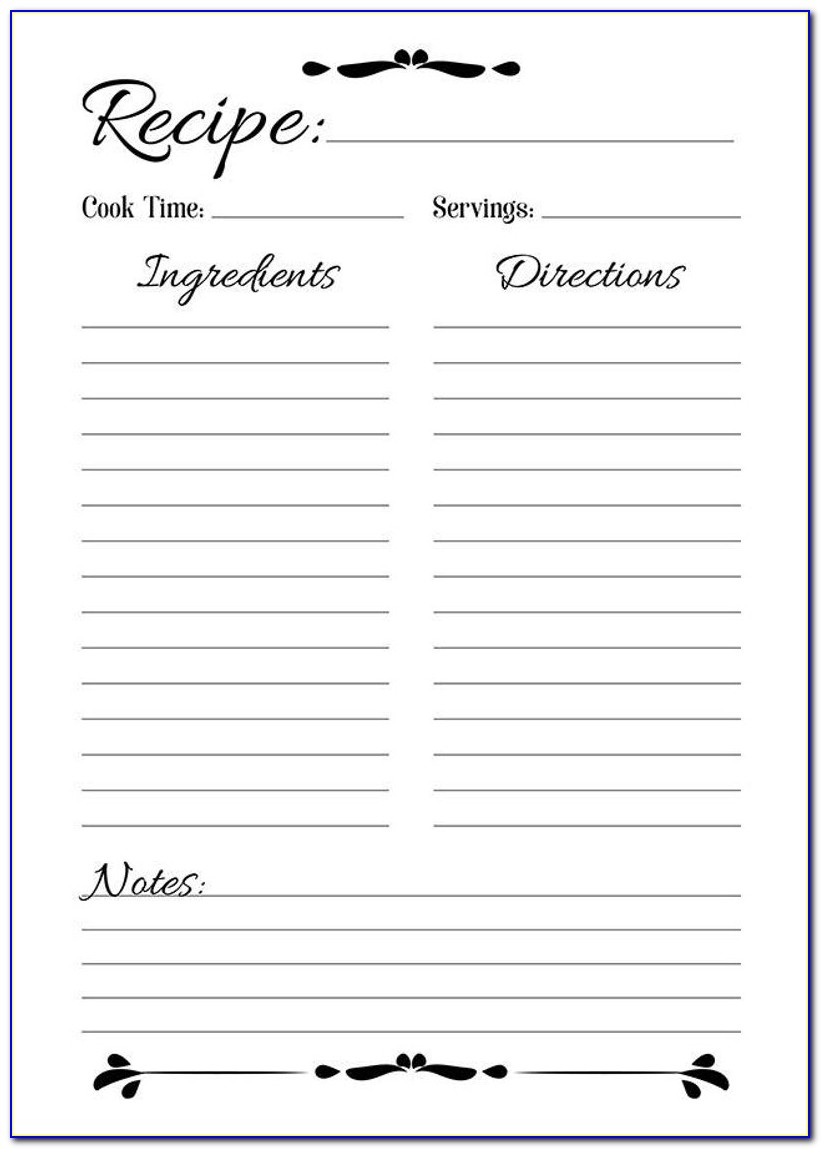Blank Recipe Template Full Page