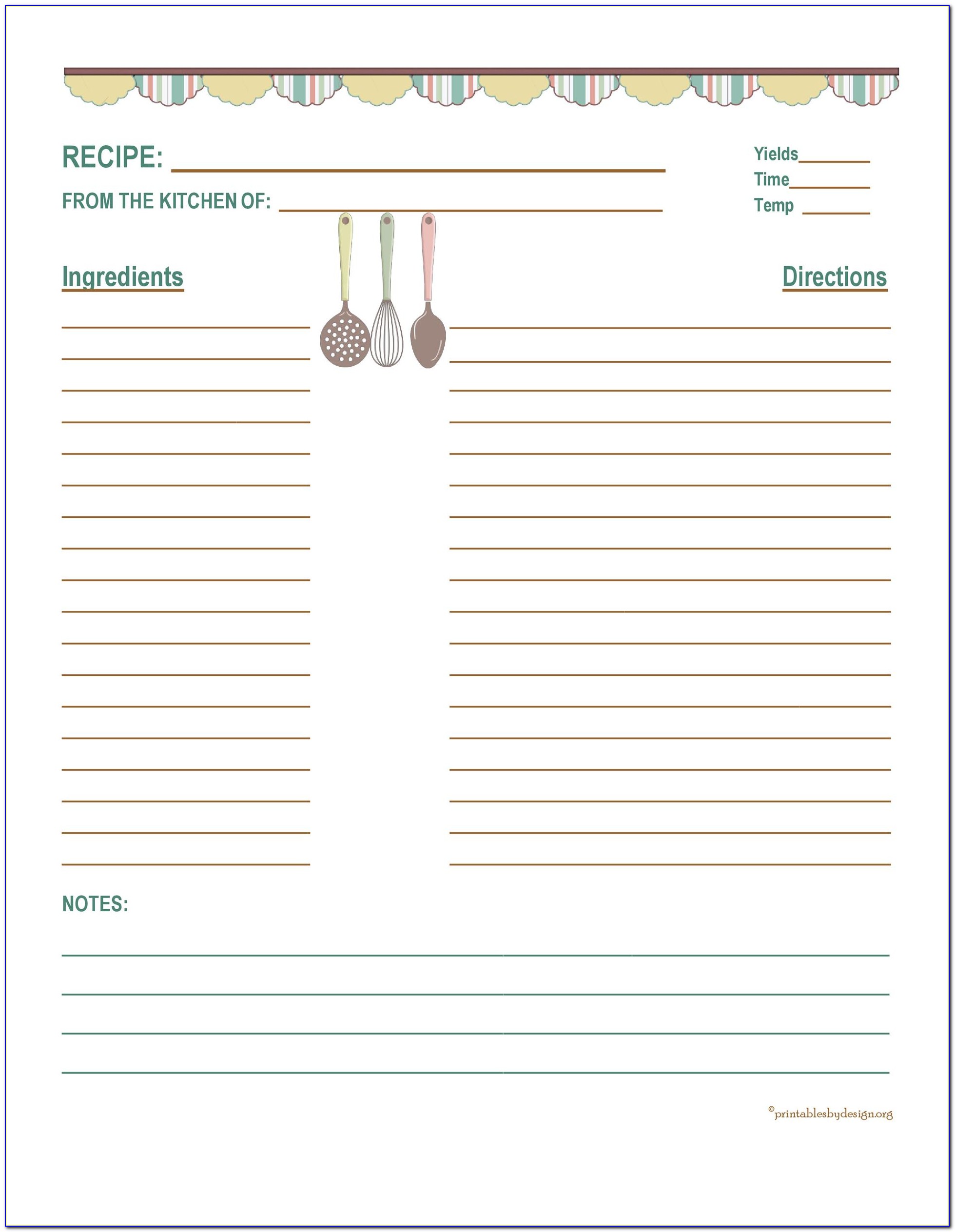 Blank Recipe Template Pages