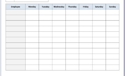Blank Staff Schedule Template