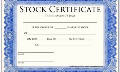 Blank Stock Certificate Template Free