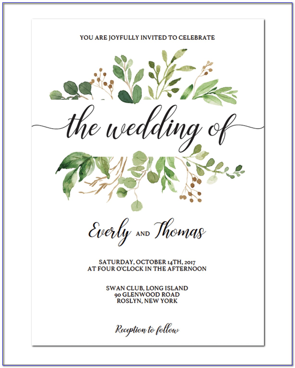 Blank Wedding Invitation Templates Free