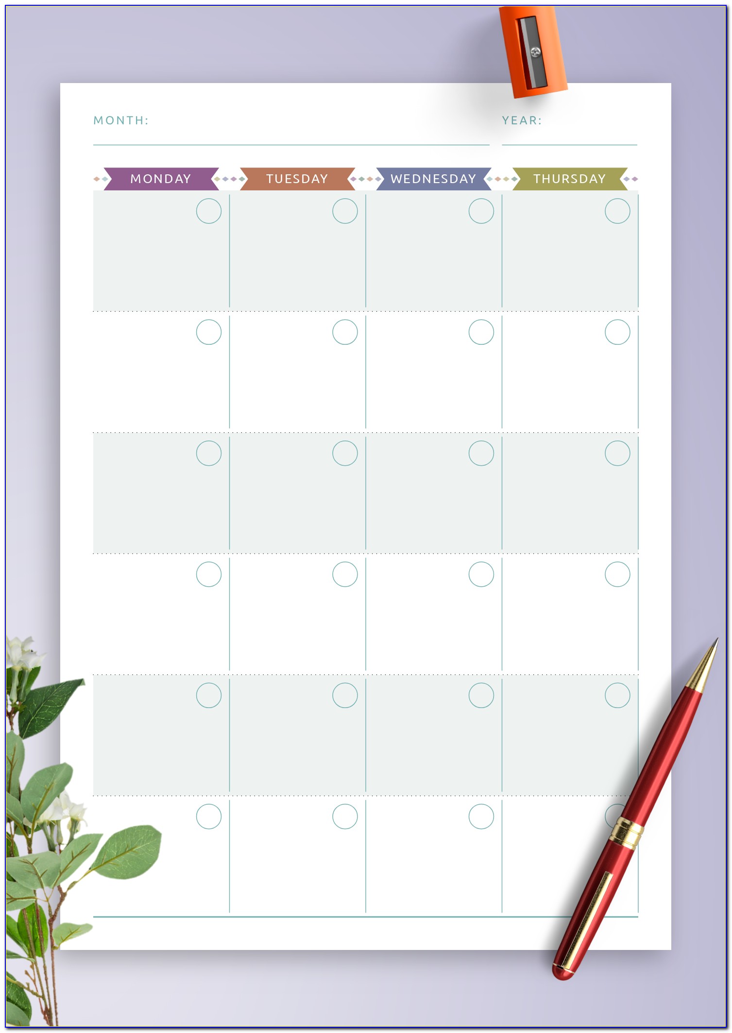 Blank Weekly Calendar Template Pdf