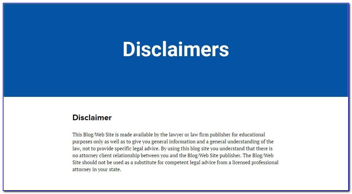 Blog Legal Disclaimer Examples