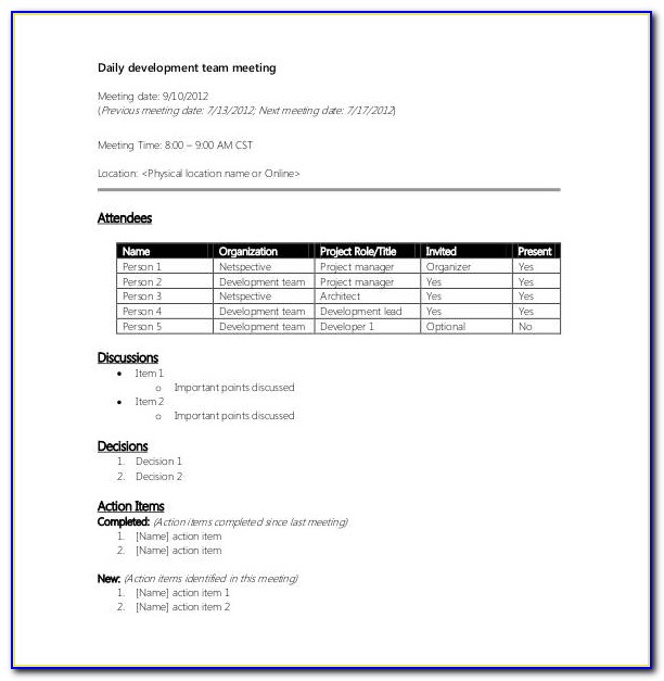 Board Meeting Minutes Template Google Docs
