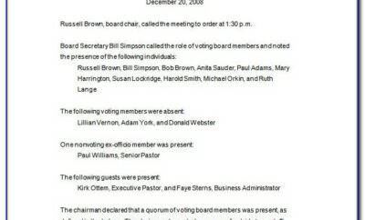Board Of Directors Meeting Minutes Sample