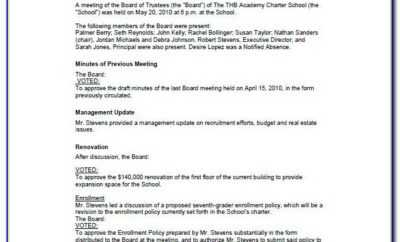 Board Of Directors Minutes Form