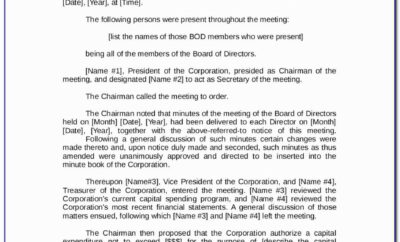 Board Of Directors Resolution Template