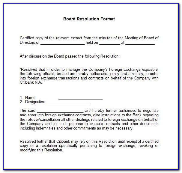 Board Resolution For Appointment Of Director Sample