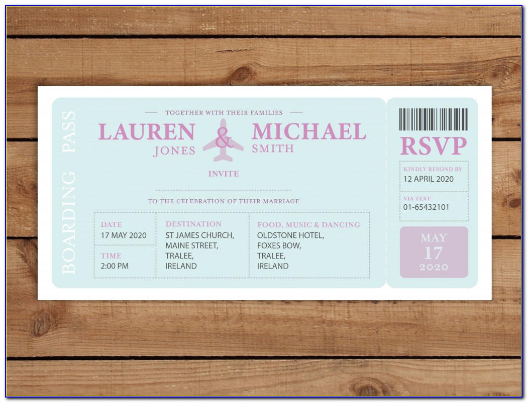 Boarding Pass Save The Date Template Download