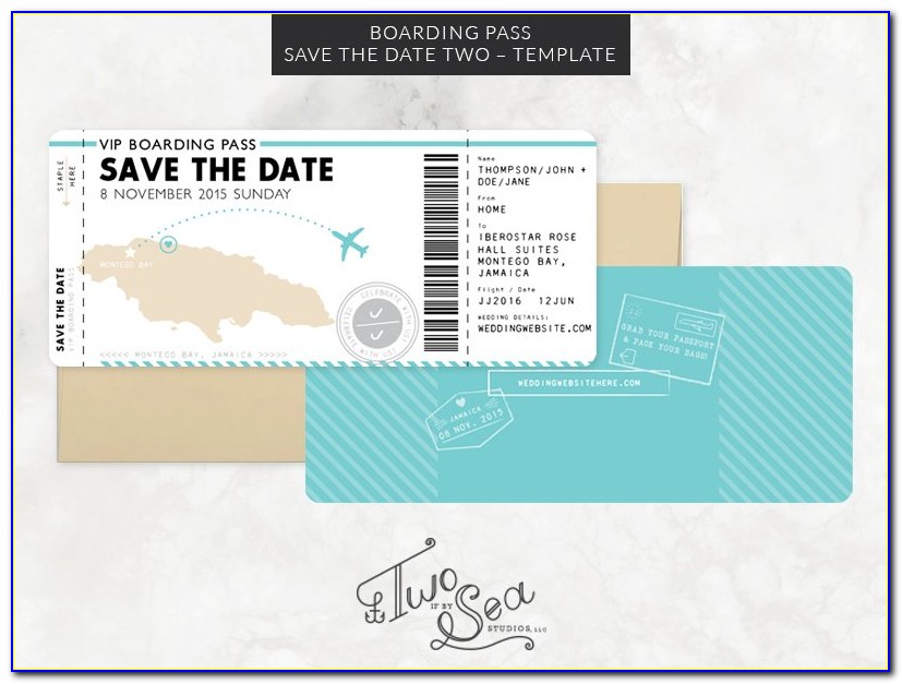 Boarding Pass Save The Date Wedding Invitations