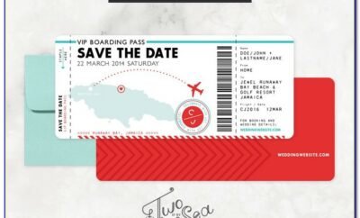 Boarding Pass Wedding Save The Date Template