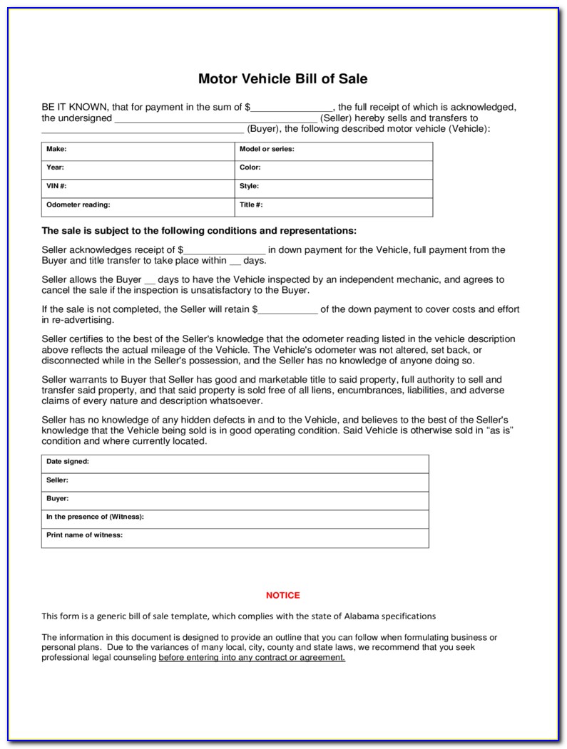 Boat Bill Of Sale Template Texas
