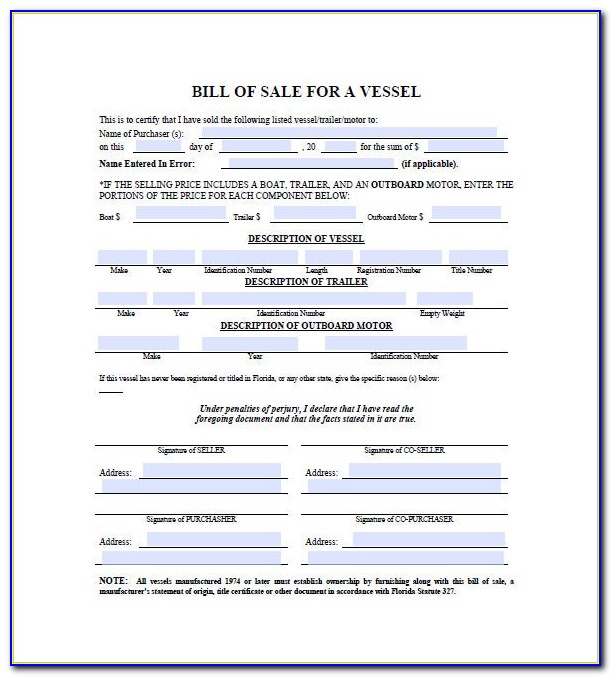Boat Bill Of Sale Word Template Free