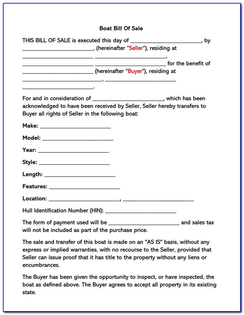 Boat Purchase Agreement Example