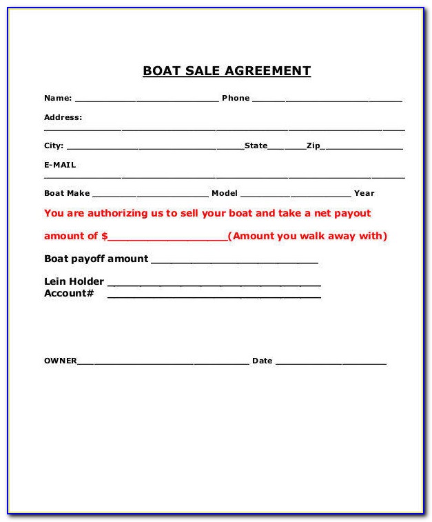 Boat Purchase And Sale Agreement Template