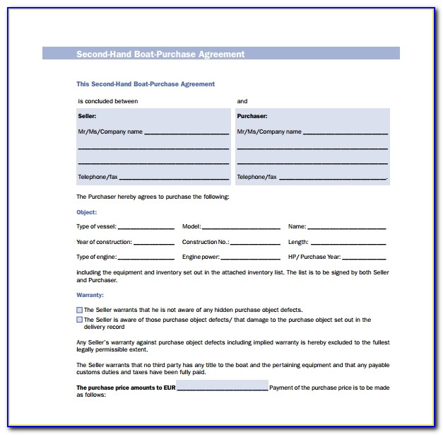 Boat Purchase Contract Template