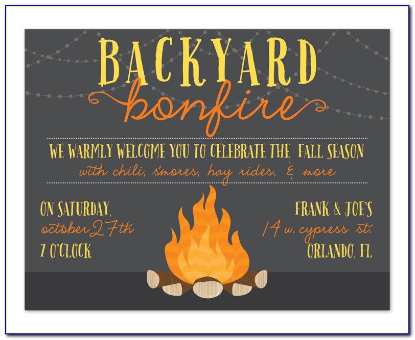 Bonfire Birthday Invitations Template